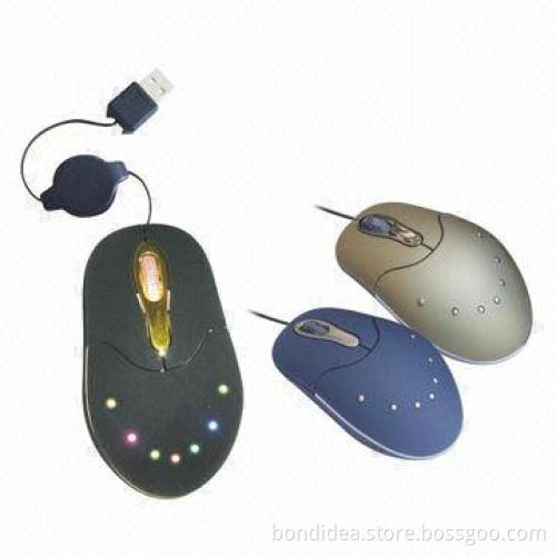 Mini wired retractable mouse
